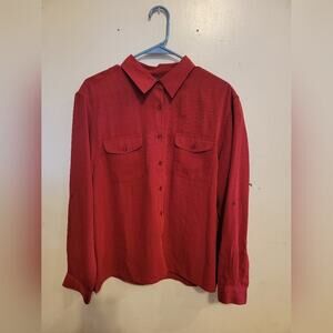 Womens XL Laura Scott Red Button Down Shirt